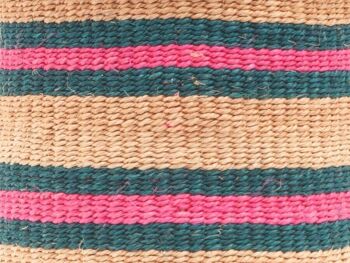 NDOTO : Panier de rangement tissé turquoise, rose et sable 4