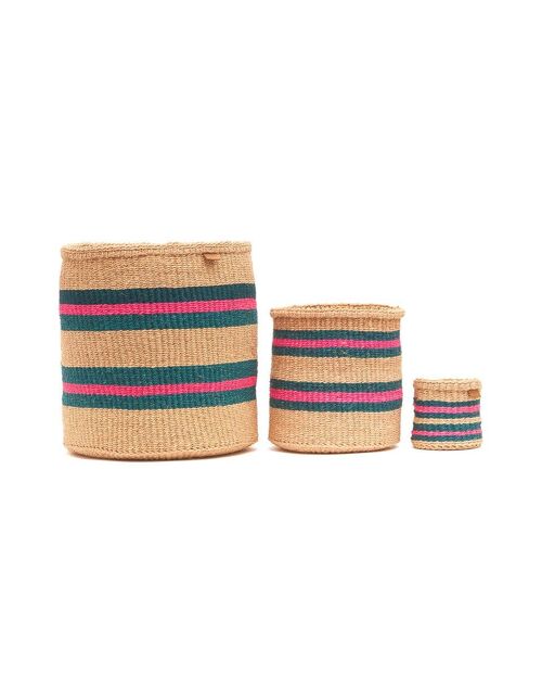 NDOTO: Turquoise, Pink and Sand Woven Storage Basket
