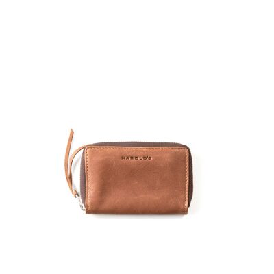 Soft wallet zip small - cognac