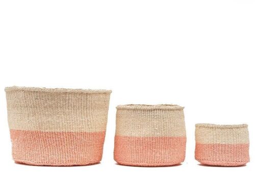 JIONI: Dusky Pink Colour Block Woven Basket