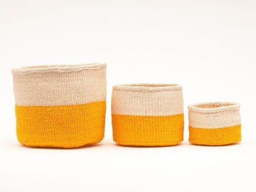 RUKIA: Orange Colour Block Woven Basket
