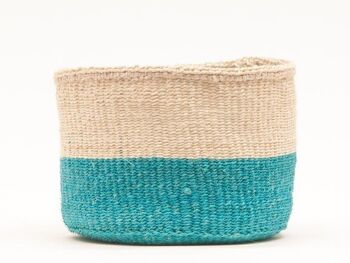 LAZIMA : Panier tissé à blocs de couleur turquoise 3