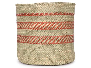 UDONGO : Paniers de rangement tissés à motifs en terre cuite et naturel 10