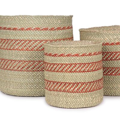 UDONGO: Terracotta and Natural Patterned Woven Storage Baskets