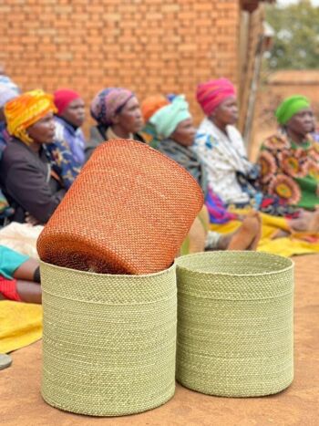 UDONGO : Paniers de rangement tissés à motifs en terre cuite et naturel 8