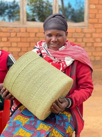 UDONGO : Paniers de rangement tissés à motifs en terre cuite et naturel 9