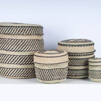 NYUMBA: Black and Natural Lidded Storage Baskets