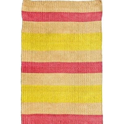 MAKALI: tappeto in sisal intrecciato rosa e giallo