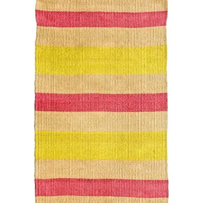 MAKALI: tappeto in sisal intrecciato rosa e giallo