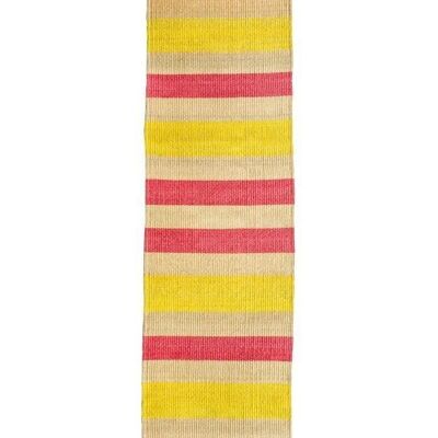 MAKALI: Tapete de suelo de sisal tejido rosa y amarillo