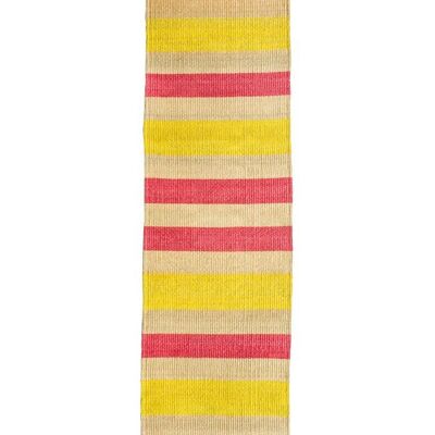MAKALI: Tapete de suelo de sisal tejido rosa y amarillo