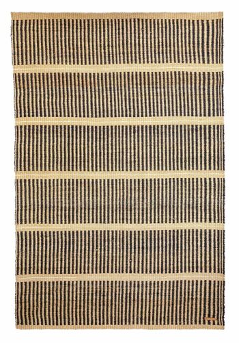 KICHANA : Grand tapis en sisal tissé naturel et noir 1