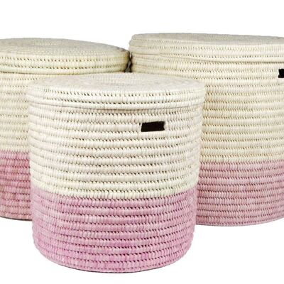 HAPA: Dusky Pink Colour Block Lidded Laundry Basket