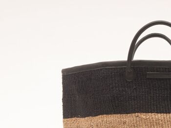 KUNDI : Panier à linge tissé en blocs de couleur naturel et noir 5