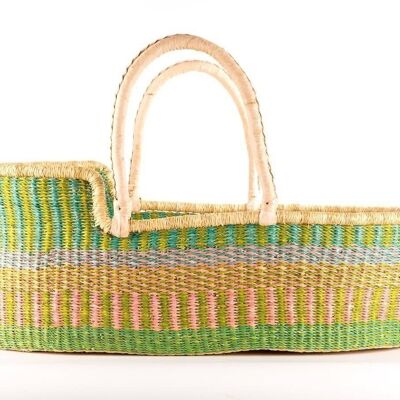 MUNA: Pastel Pink, Mint and Blue Woven Moses Basket