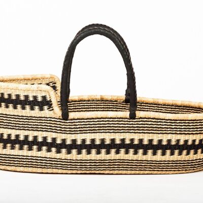 HUNTUMA: Black Pattern Woven Moses Basket