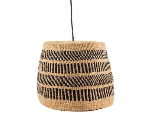 KUNI: Black/Natural Vertical Striped Pendant Shade