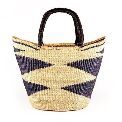 KUSI: Navy/Black Pattern Bolga Shopping Basket