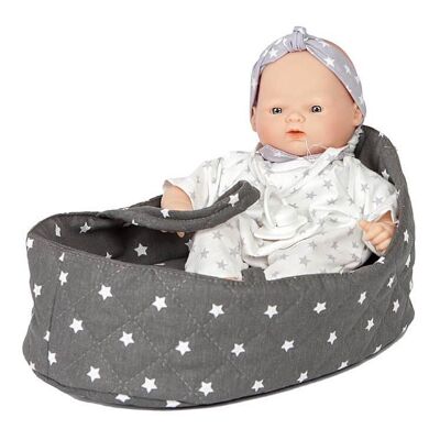 Carrycot dolls 26 cm STARS gray