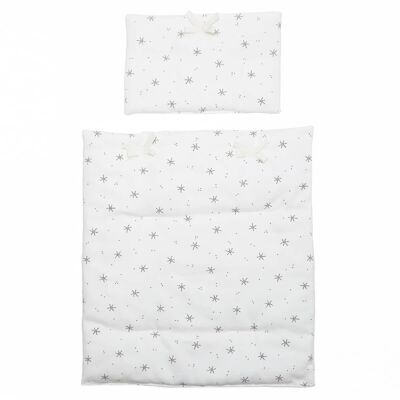 Quilt-pillow doll STARS white