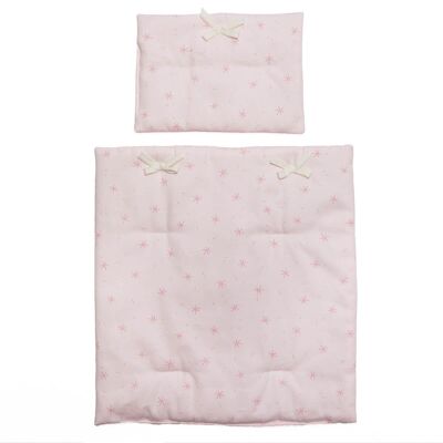 Pink STARS doll quilt-pillow
