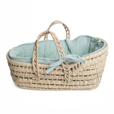 Green BOBBLE doll wicker carrycot