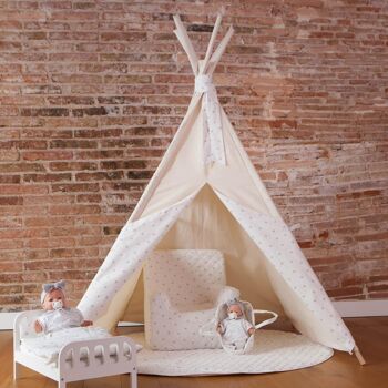 Tipi enfant ETOILE beige blanc 1