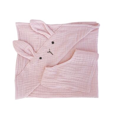 Ensemble serviette-bandana BUNNY BOBBLE rose