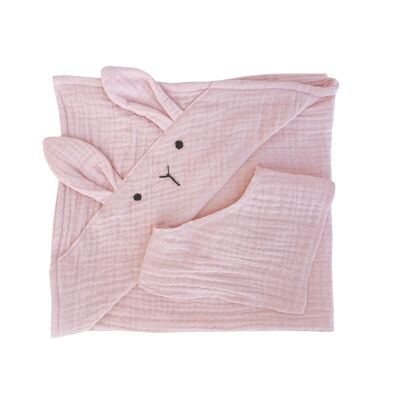 Set toalla-bandana BUNNY BOBBLE rosa