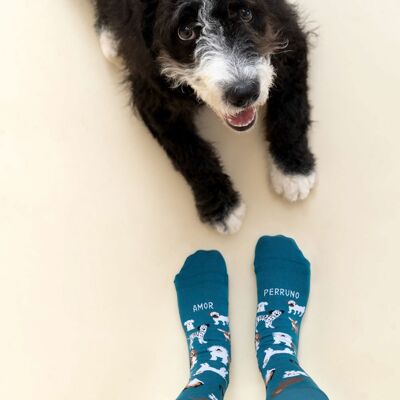 Socken "Doggy Love" Blau