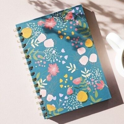 Cuaderno floral verde azulado