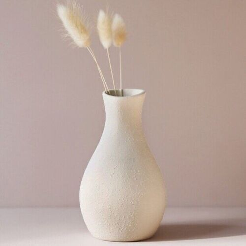 Rounded Neutral Ceramic Vase, H15cm
