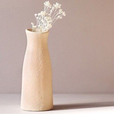 Vase bourgeon en céramique texturé pêche, H14 cm