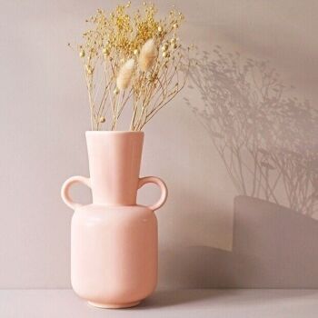 Vase rose avec poignées 1