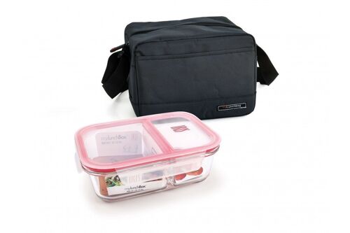 Real Lunchbag 2 in 1 cont en noir avec boite en verre noir inclus
