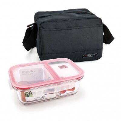 Real Lunchbag 2 in 1 cont en noir avec boite en verre noir inclus