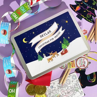 Personalised Christmas Activity Tin Letterbox Gift