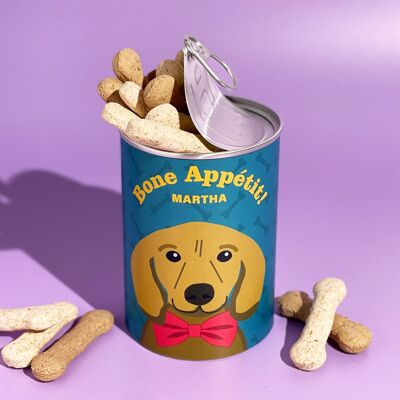 Regalo de lata de golosinas personalizadas para perros