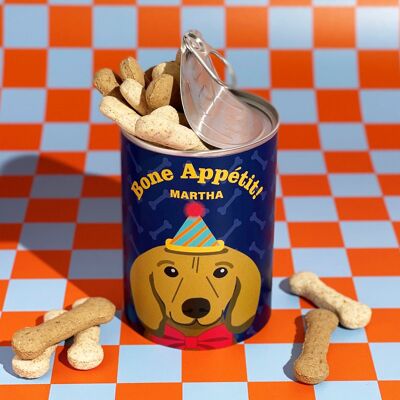 Regalo personalizado de lata de golosinas para perros de cumpleaños para perros