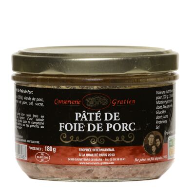 Pork liver pâté, Conserverie GRATIEN, 180g verrine