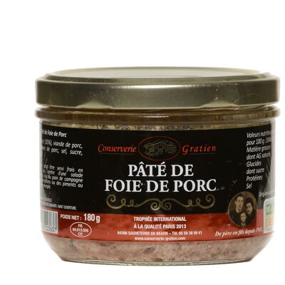 Pâté de foie de porc, Conserverie GRATIEN, la verrine de 180g