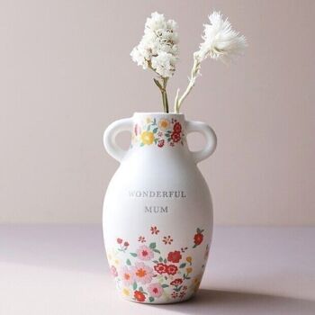 Grand vase floral en céramique Wonderful Mum, H15,5 cm 3