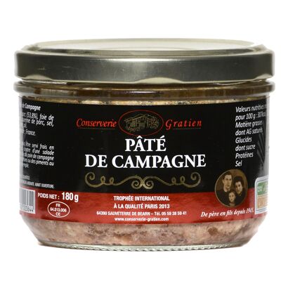 Pâté de campagne, Conserverie GRATIEN, la verrine de 180g