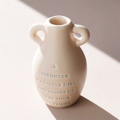 Minijarrón pequeño de cerámica con hija, 8,3 cm de alto