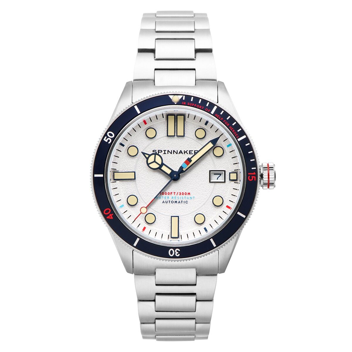 SP-5096-66-HH Orologio da uomo automatico giapponese Spinnaker - Acciaio inossidabile + cinturino in pelle - 3 lancette con data - Cahill Help For Heroes
