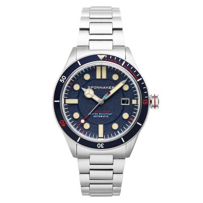 SP-5096-77-HH Japanese Spinnaker Automatic Men's Watch - Stainless Steel + Leather Strap - 3 Hands with Date - Cahill Help For Heroes