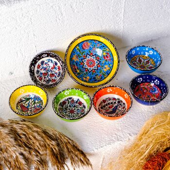Lot de 7 bols turcs en céramique, 8 cm 3