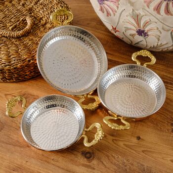 Lot de 3 casseroles en cuivre doublées d'étain faites à la main, 14 cm 16 cm 18 cm 1