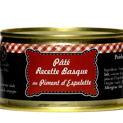 Pâté "recette basque" au piment d'Espelette, conserverie GRATIEN, la boîte de 125g