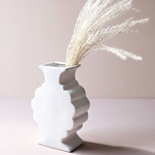Ceramic Art-Deco Scallop Edge Vase, H20.5cm